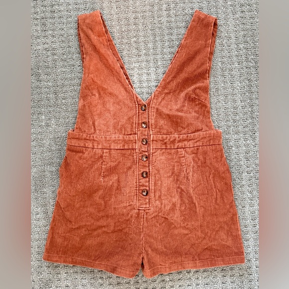 Lulus Pants - Lulu's Rust Orange Corduroy V-Neck Jumper Dress | XL
